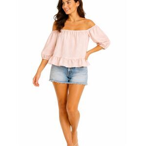 GARAGE Women’s Light Pink Off Shoulder Peplum Blouse XS